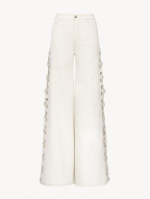 Chloe Brede Rave Jeans Hvite | CHE-SR13982