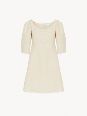 Chloe Båt-neck Mini Kjole Hvite | CHE-SR13836