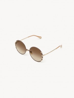 Chloe Celeste Solbriller Gull Brune | CHE-SR14523