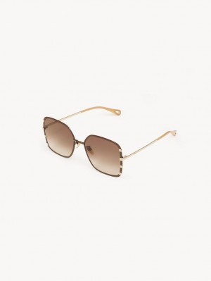 Chloe Celeste Solbriller Gull Brune | CHE-SR14528