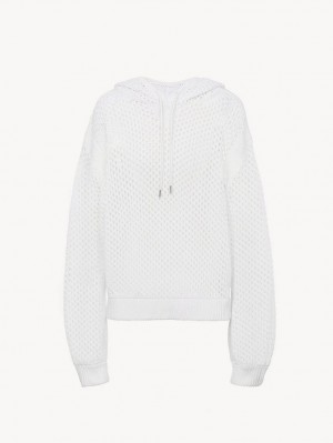 Chloe Crochet Hoodie Strikkevarer Hvite | CHE-SR13935