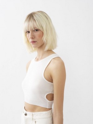 Chloe Cropped Strikkevarer Hvite | CHE-SR13938