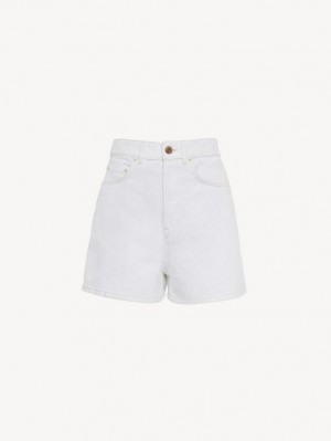 Chloe Dukuno Denim Shorts Hvite | CHE-SR13978