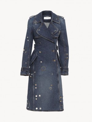 Chloe Embellished Trench Frakker Blå | CHE-SR13792