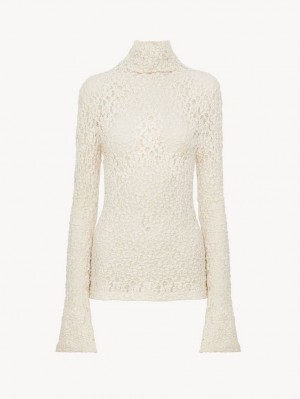 Chloe Fitted Turtleneck Topper Hvite | CHE-SR13908