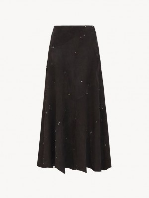 Chloe Flared Midi Skjørt Svarte | CHE-SR14097