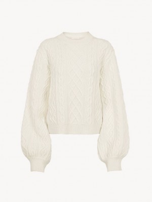 Chloe Generous Cable-knit Strikkevarer Hvite | CHE-SR13956