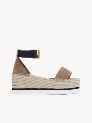 Chloe Glyn Espadrille Sandaler Khaki | CHE-SR14814