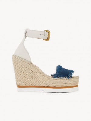 Chloe Glyn Fringed Espadrille Wedge Dyp Blå | CHE-SR14827