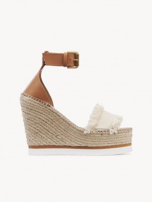 Chloe Glyn Fringed Espadrille Wedge Hvite | CHE-SR14842