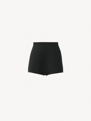 Chloe High-waisted Mini Shorts Strikkevarer Svarte | CHE-SR13924