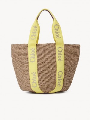 Chloe Large Woody Basket Tote Veske Gul Beige | CHE-SR13330