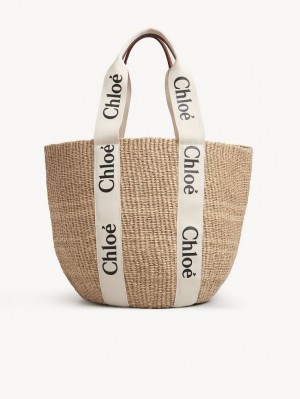 Chloe Large Woody Basket Tote Veske Hvite | CHE-SR13332