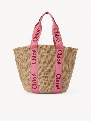 Chloe Large Woody Basket Tote Veske Rosa Rød | CHE-SR13299