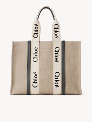 Chloe Large Woody Tote Veske Hvite Blå | CHE-SR13296