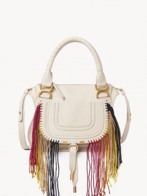 Chloe Marcie Small Double Carry Crossbody Veske Beige | CHE-SR13473