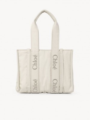 Chloe Medium Woody Tote Veske Hvite | CHE-SR13288