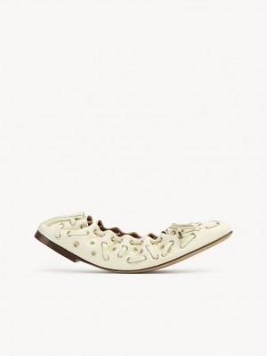 Chloe Oracia Ballet Flat Hvite | CHE-SR14266