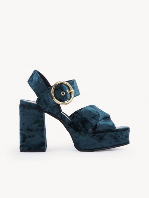 Chloe Orla Platform Sandaler Grønn | CHE-SR14808