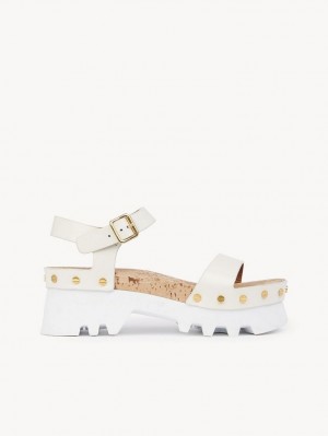 Chloe Owena Platform Sandaler Hvite | CHE-SR14162