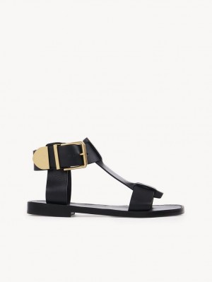 Chloe Rebecca Flate Sandaler Svarte | CHE-SR14142