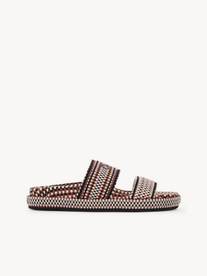 Chloe Rori Flate Mule Rød Brune | CHE-SR14135