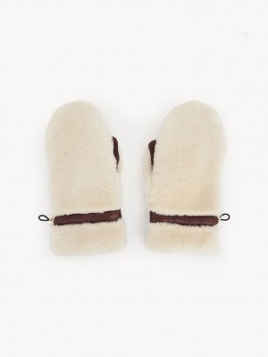 Chloe Shearling Mittens Hatt Beige Brune | CHE-SR14467