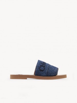 Chloe Woody Flate Mule Blå | CHE-SR14174