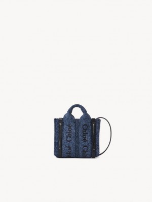 Chloe Woody Nano Tote Mini Vesker Blå | CHE-SR13676