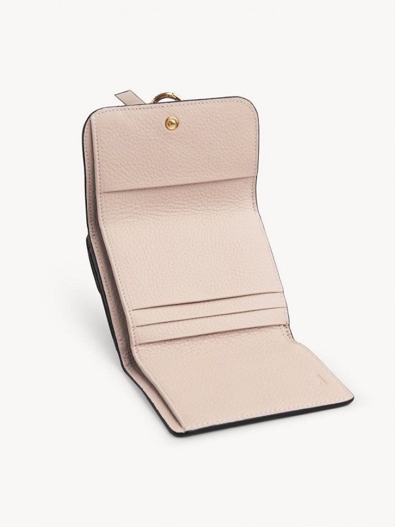 Chloe Alphabet Small Tri-fold Liten Lommebok Rosa Beige | CHE-SR14290