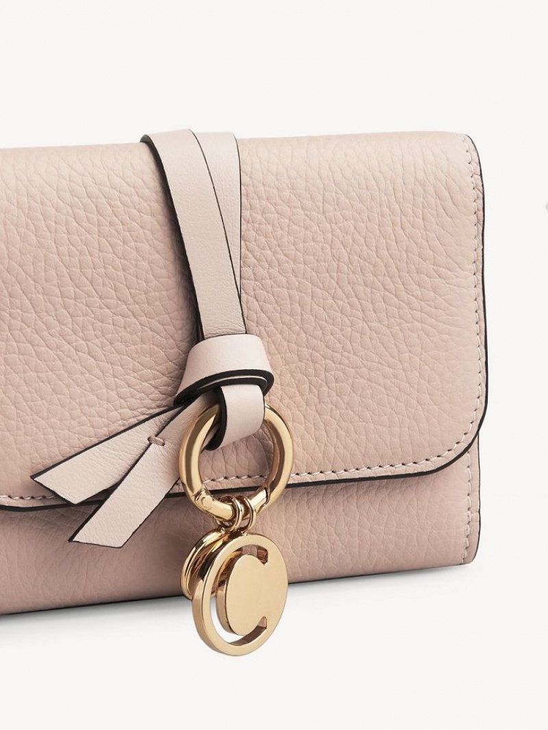 Chloe Alphabet Small Tri-fold Liten Lommebok Rosa Beige | CHE-SR14290