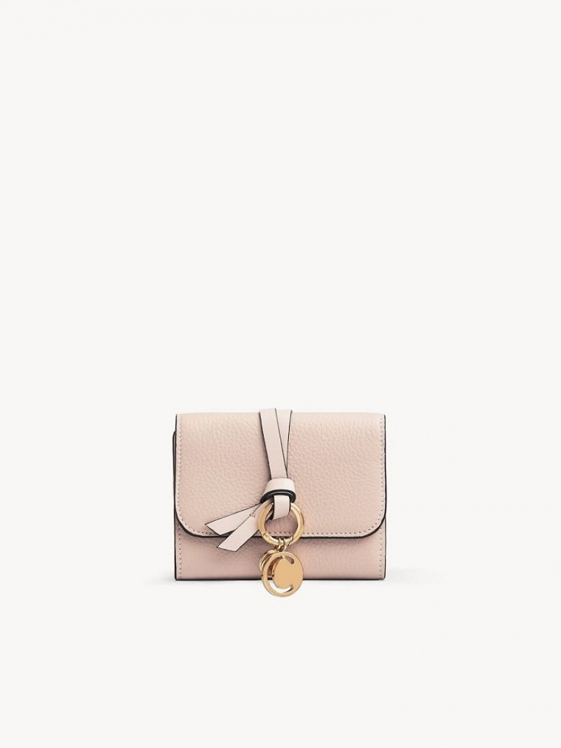 Chloe Alphabet Small Tri-fold Liten Lommebok Rosa Beige | CHE-SR14290