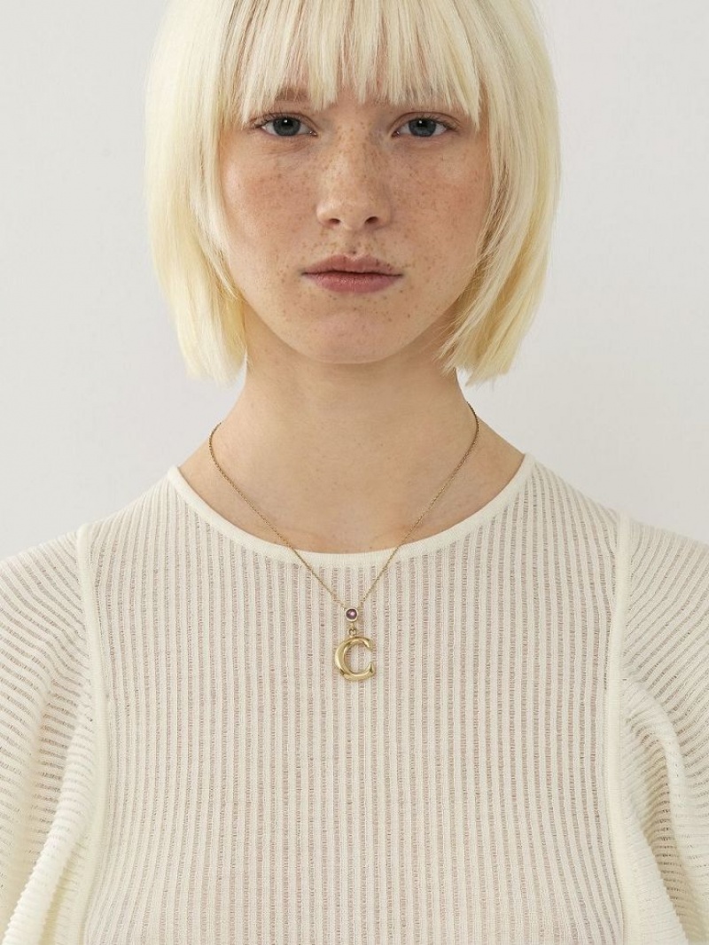 Chloe Alphabet With Pendant Halskjeder Gull | CHE-SR14353