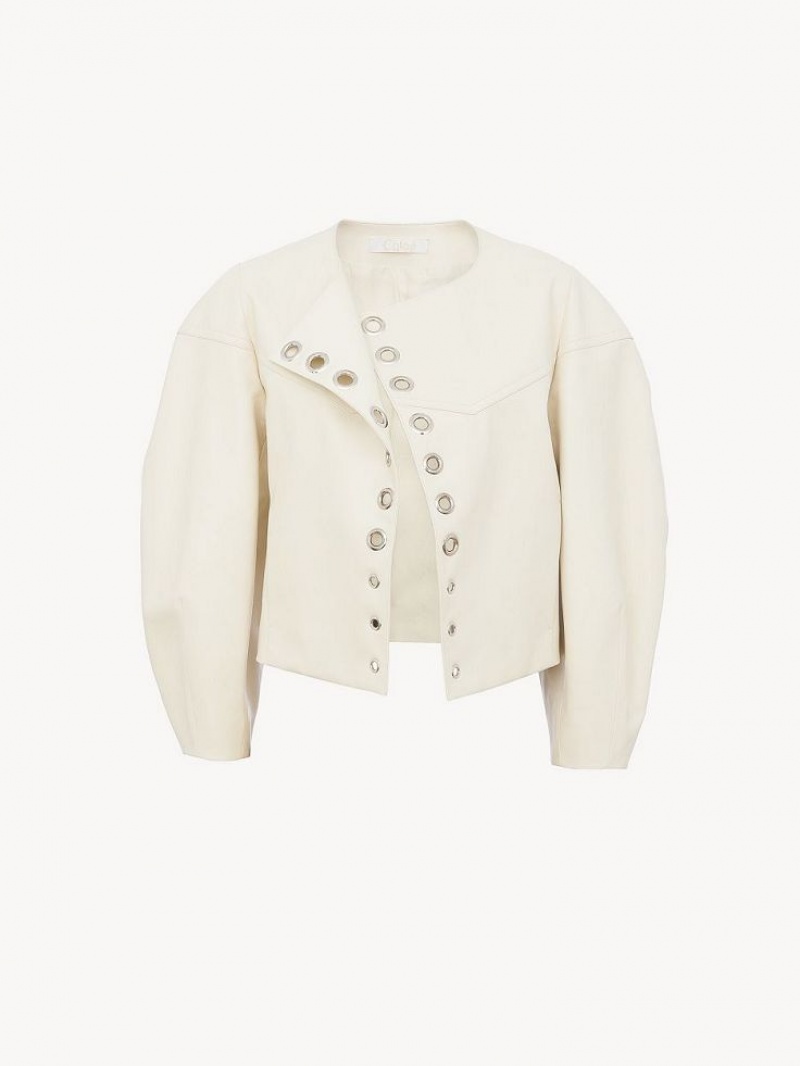 Chloe Boxy Jacket Leather Hvite | CHE-SR14104