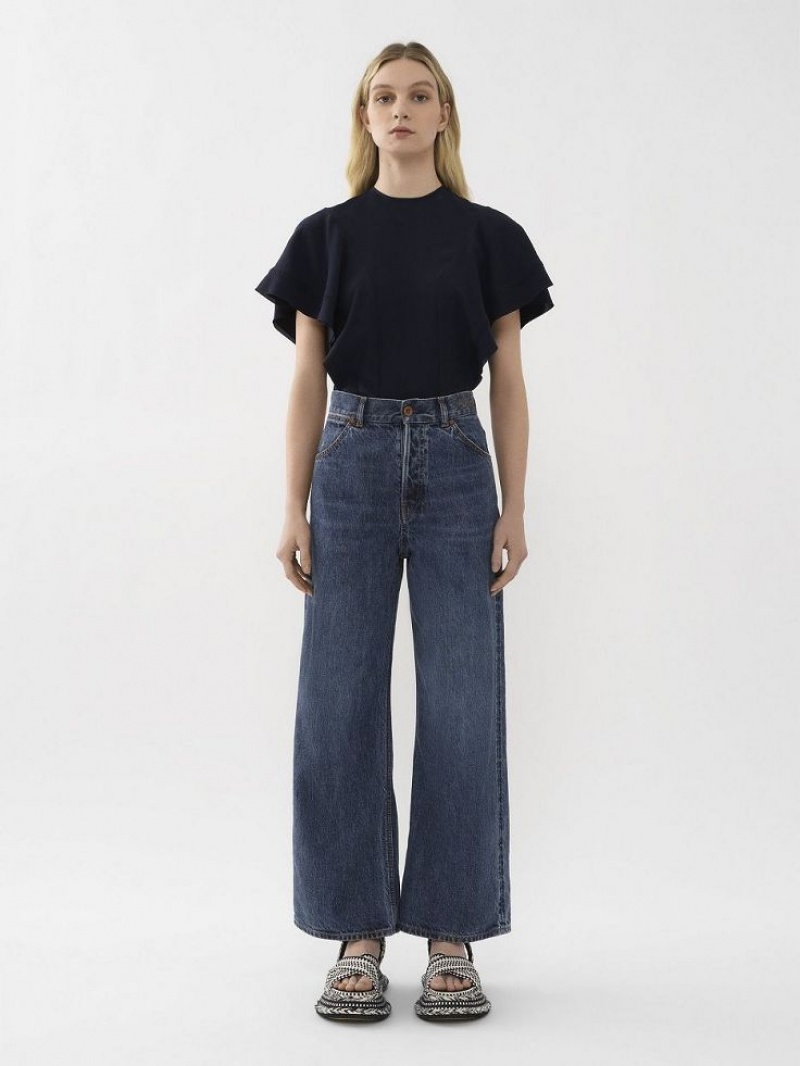 Chloe Brede Cropped Jeans Blå | CHE-SR13990