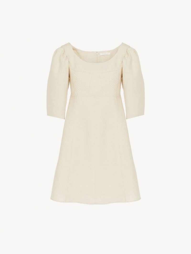 Chloe Båt-neck Mini Kjole Hvite | CHE-SR13836