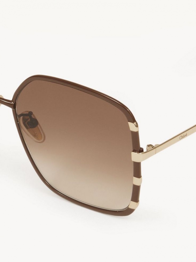 Chloe Celeste Solbriller Gull Brune | CHE-SR14528