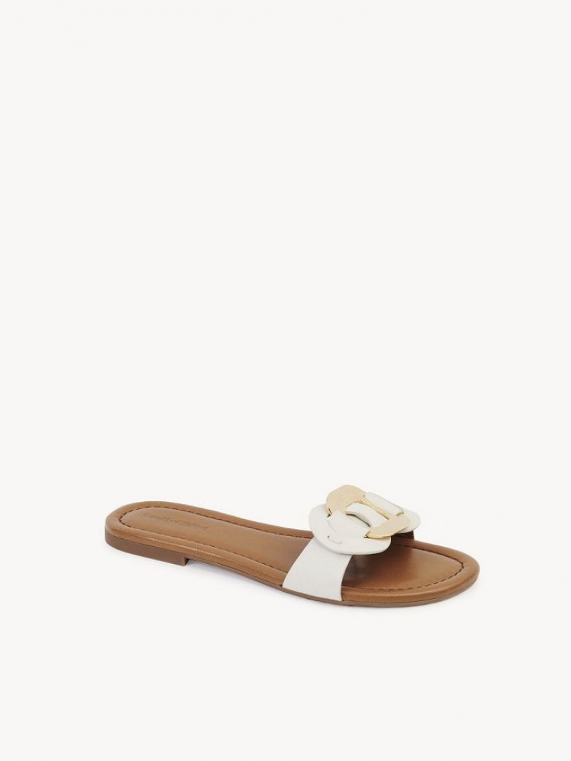 Chloe Chany Mule Flate Sko Hvite | CHE-SR14823