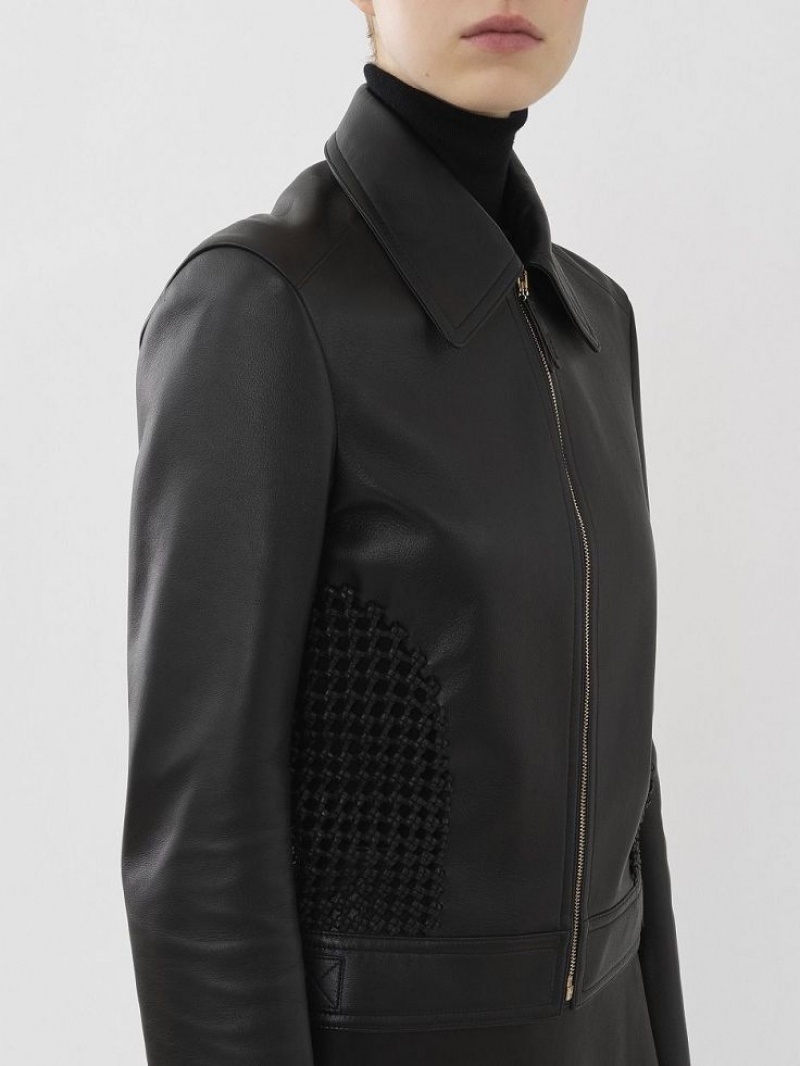 Chloe Cropped Jacket Leather Svarte | CHE-SR14113