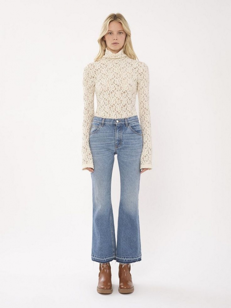 Chloe Cropped Rett Jeans Blå | CHE-SR14017