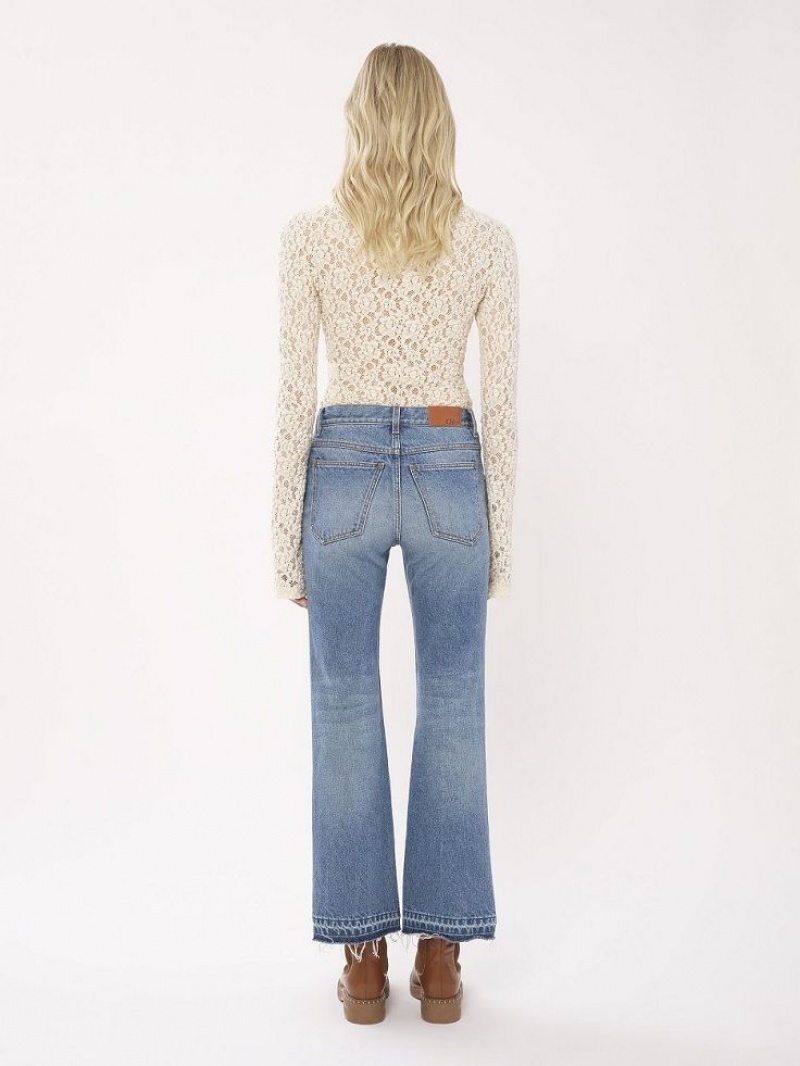 Chloe Cropped Rett Jeans Blå | CHE-SR14017