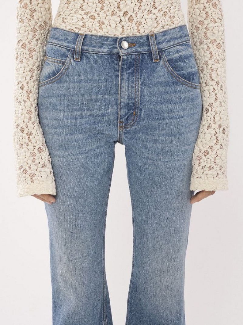 Chloe Cropped Rett Jeans Blå | CHE-SR14017