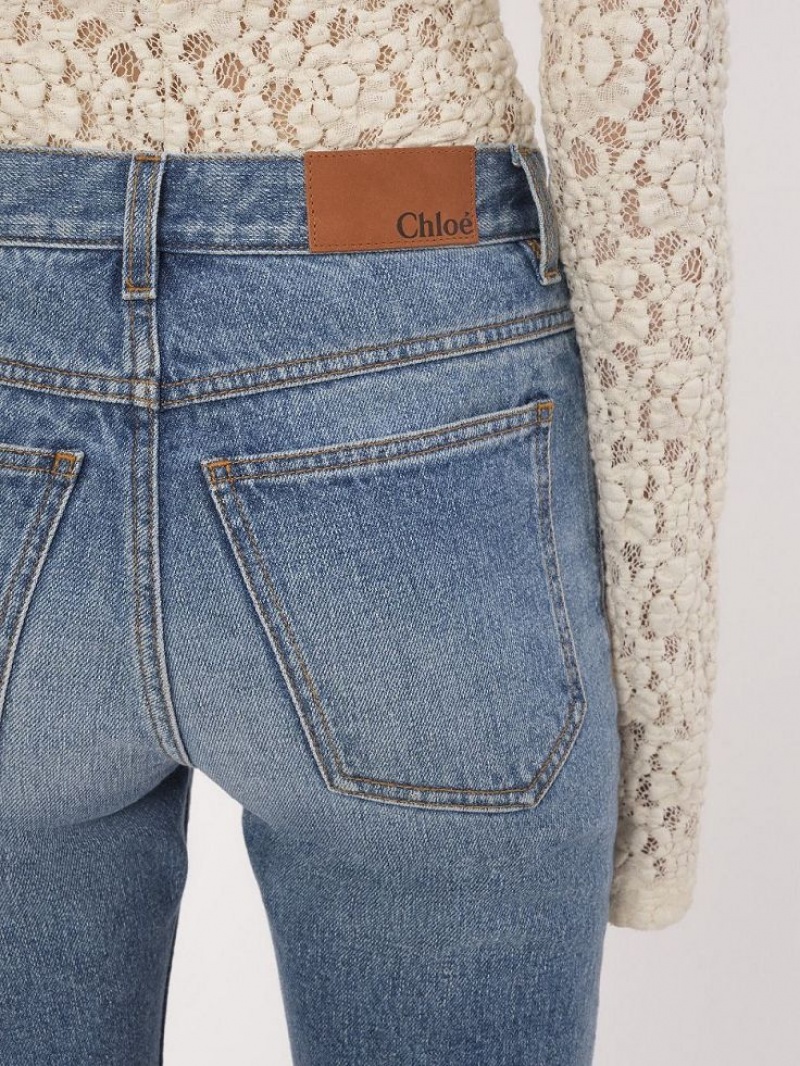 Chloe Cropped Rett Jeans Blå | CHE-SR14017