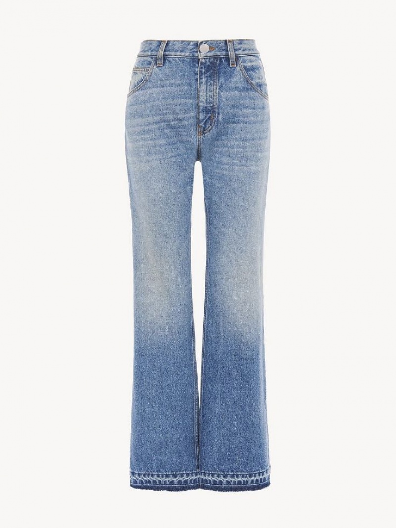 Chloe Cropped Rett Jeans Blå | CHE-SR14017