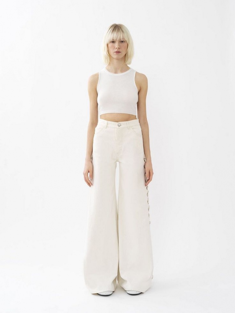 Chloe Cropped Strikkevarer Hvite | CHE-SR13938