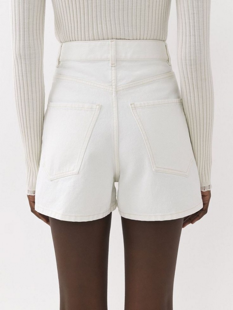 Chloe Dukuno Denim Shorts Hvite | CHE-SR13978