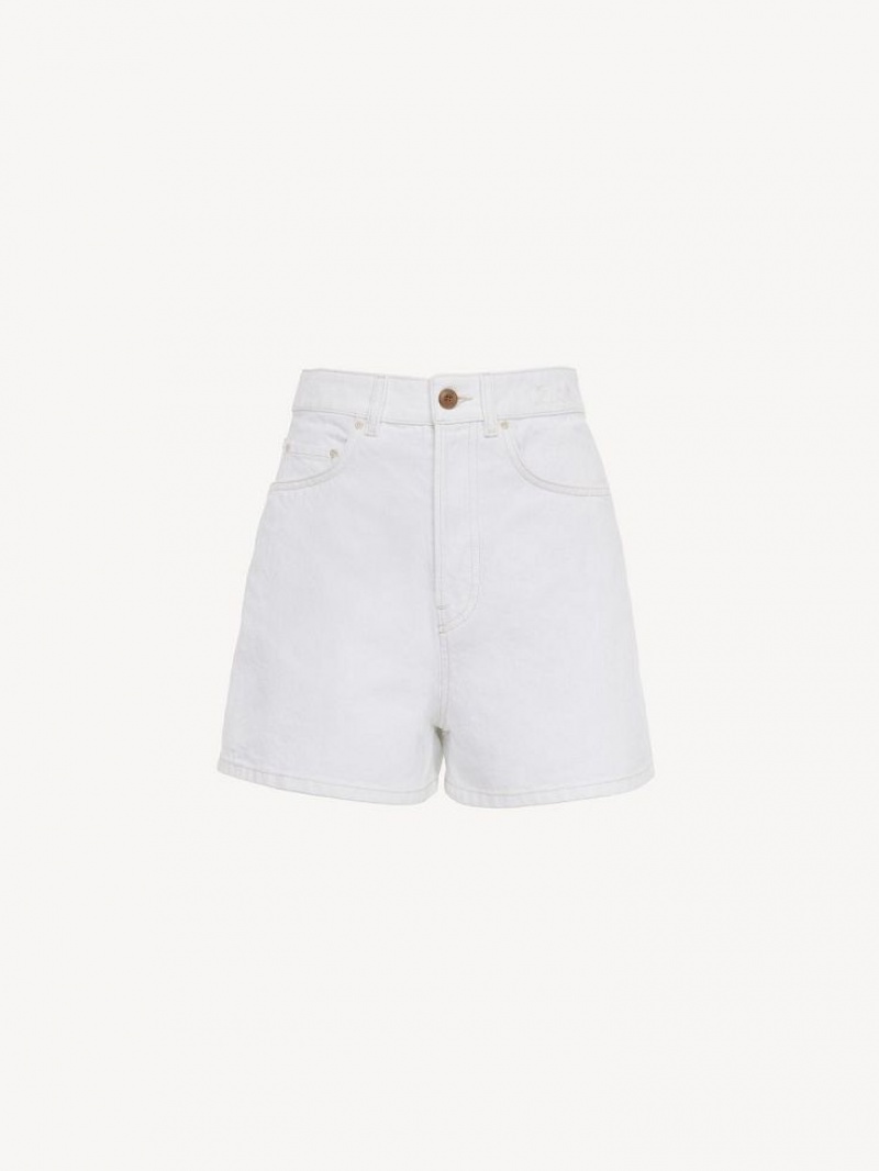 Chloe Dukuno Denim Shorts Hvite | CHE-SR13978