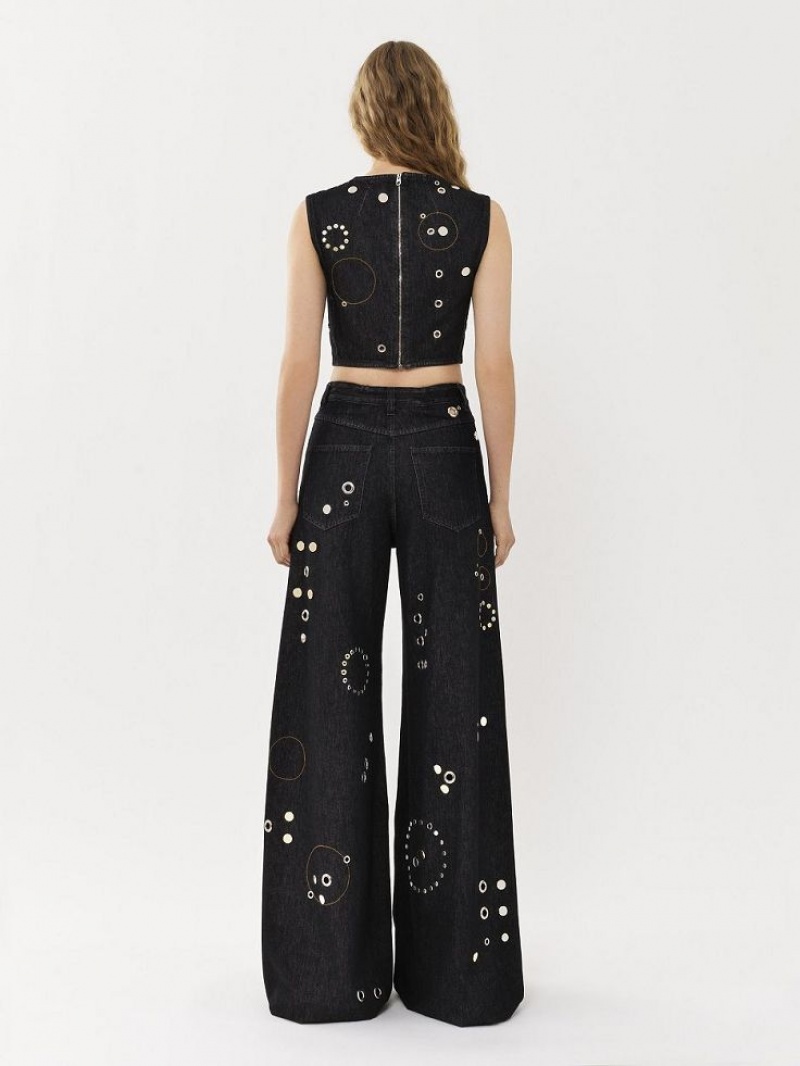 Chloe Embellished Rave Jeans Svarte | CHE-SR13984