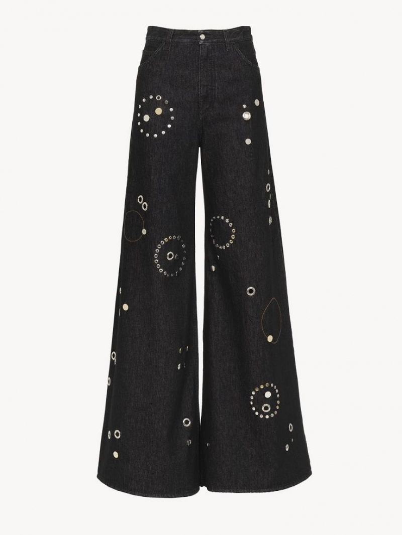 Chloe Embellished Rave Jeans Svarte | CHE-SR13984