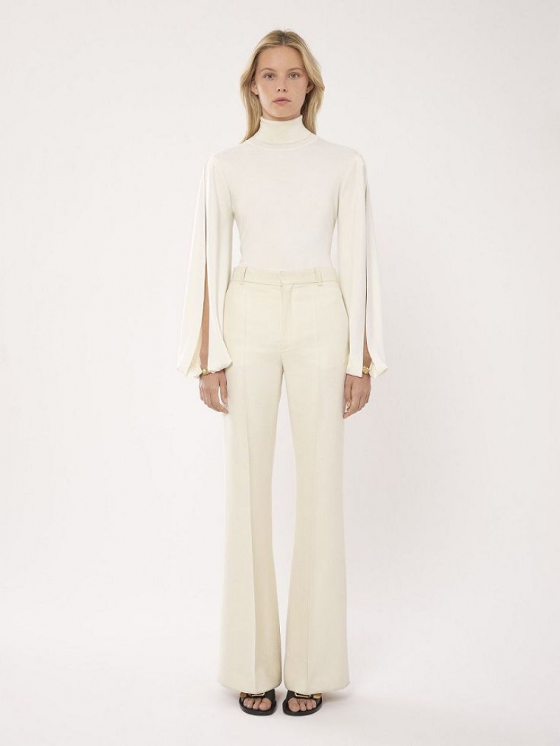 Chloe Fitted Mock-neck Strikkevarer Hvite | CHE-SR13958